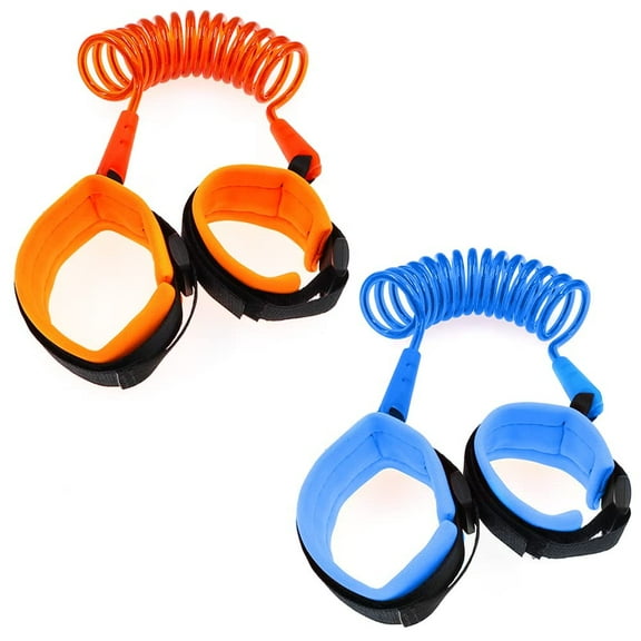 TIFOR 2 Pack Anti Lost Wrist Link, Safety Wrist Link Anti Lost Wristband Toddler Safety Leash Baby Leash for Kids Toddlers(1.5M,Orange, Blue)