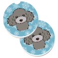 thumbnail image 1 of Snowflake Silver & Grey Poodle Set of 2 Cup Holder Car Coaster, 1 of 1