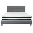 thumbnail image 5 of BizChair King Size Panel Tufted Upholstered Platform Bed in Light Gray Fabric with Pocket Spring Mattress, 5 of 6