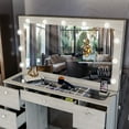 thumbnail image 4 of Ember Interiors Elegant Large Greige Makeup Makeup Vanity Desk with Built-in Lights, Power Outlet with USB Type-C, 7 Drawers and Crystal Knobs, 4 of 8