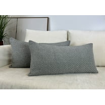 Aiking Pack of 2 Soft Decorative Knitted Double-Cable Sweater Cozy Throw Pillow Covers, 14x26 inch, Gray