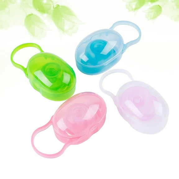 ULTNICE 4pcs Pacifier Case Holder Dustproof for Travel in Pink Green Blue Transparent