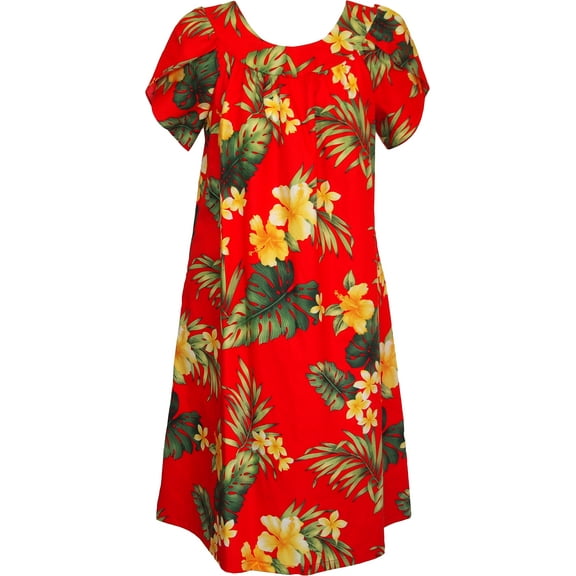 RJC Women's Frangipani Rose Mallow Muumuu Dress, Red, 2X PLUS