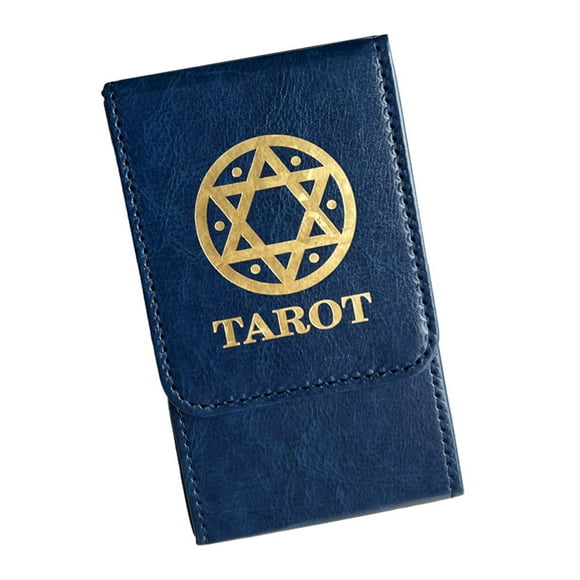 Wweixi Boîte de Cartes de Tarot en Cuir Exquise, Couture Fine et Artisanat Non Déformable, Cartes de Jeu, Boîte de Tarot en PU Fabriquée Bleu