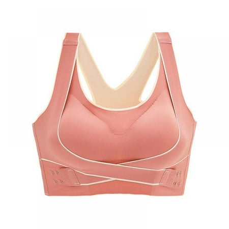 

Xmarks Front Cross Bra Side Wireless Seamless Push-up Sport Bra for Yoga Sauna Running Pink 70ABC/75AB