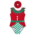 thumbnail image 2 of DPOIS Christmas Leotards for Girls Elf Athletic Ballet Dance Costume Red 4, 2 of 6