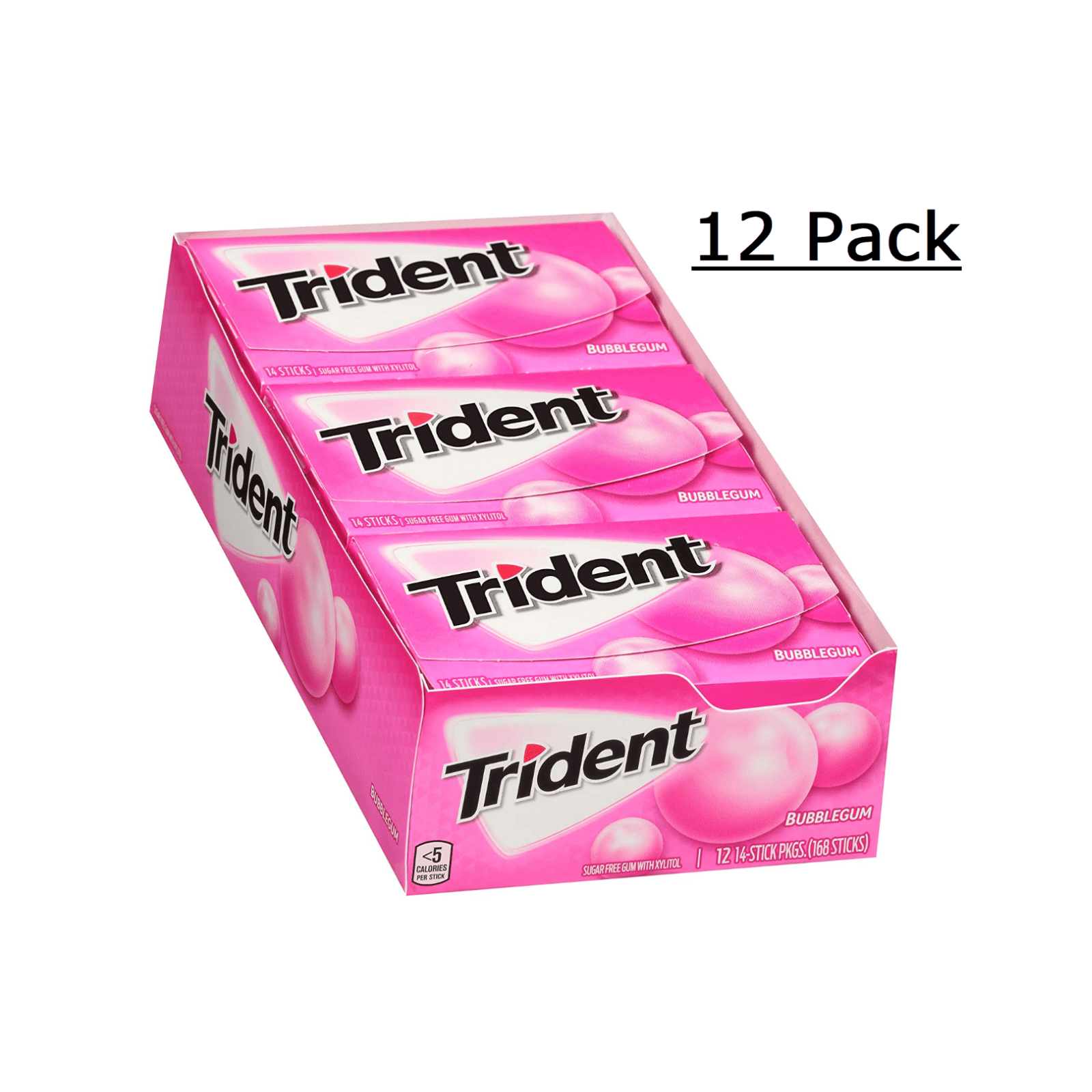 Trident Bubble Gum 12 Pack 168 Piece Total