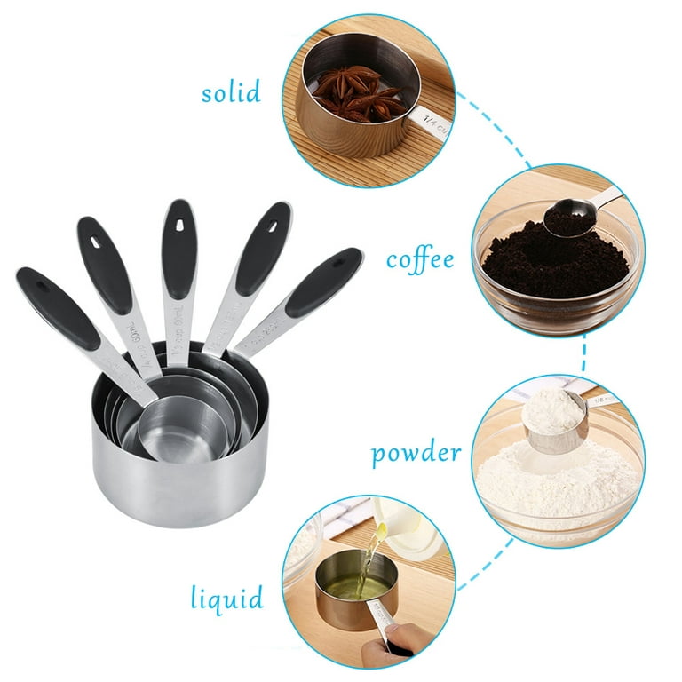 Measuring Cups Set Of 7 With 1/8 Cup Coffee Scoop,Stainless Steel Metal  Measuring Cup, 7 Piece Stackable Set With Spout - AliExpress