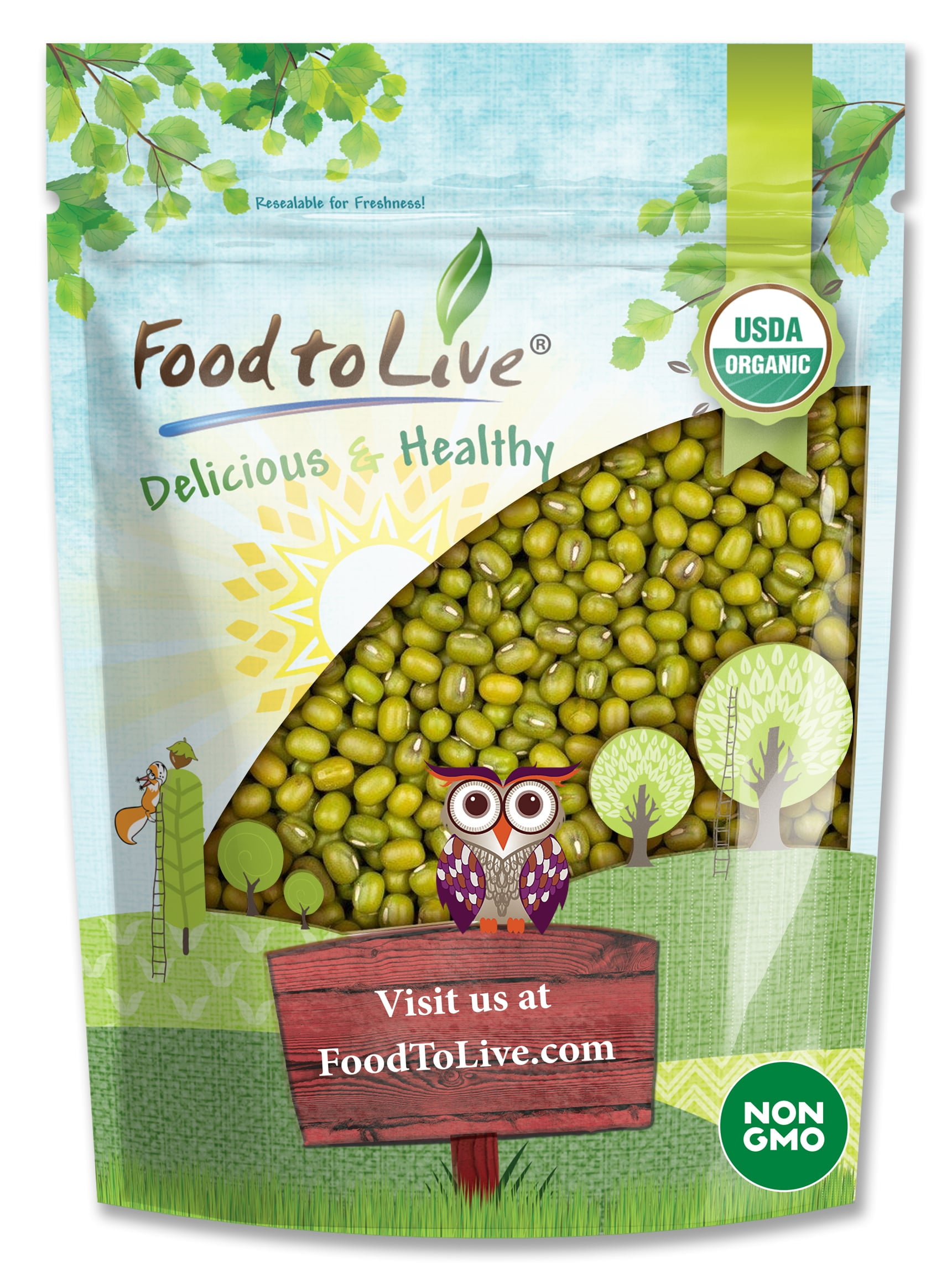 Organic Mung Beans, 8 Ounces  Non-GMO, Kosher, Raw, Sproutable, Vegan, Sirtfood, Bulk  by Food to Live