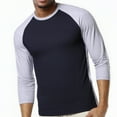 thumbnail image 5 of Men's 3/4 Sleeve Crew Neck Baseball Shirt, Casual Dynamic Cotton Raglan T Shirts, Heather Gray/Black L, 1 Pack, 5 of 7