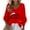 Red, variant on Maplenight Christmas 3/4 Sleeve Womens Tops Waffle V-Neck Graphic Tee Shirts Loose Fit Casual Holiday Winter Blouse