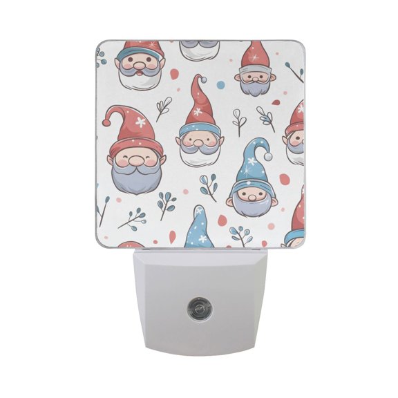 Christmas Santa Claus Cute Face Night Light 2 Pack LED Nightlight Plug into Wall Dusk to Dawn Sensor Soft White