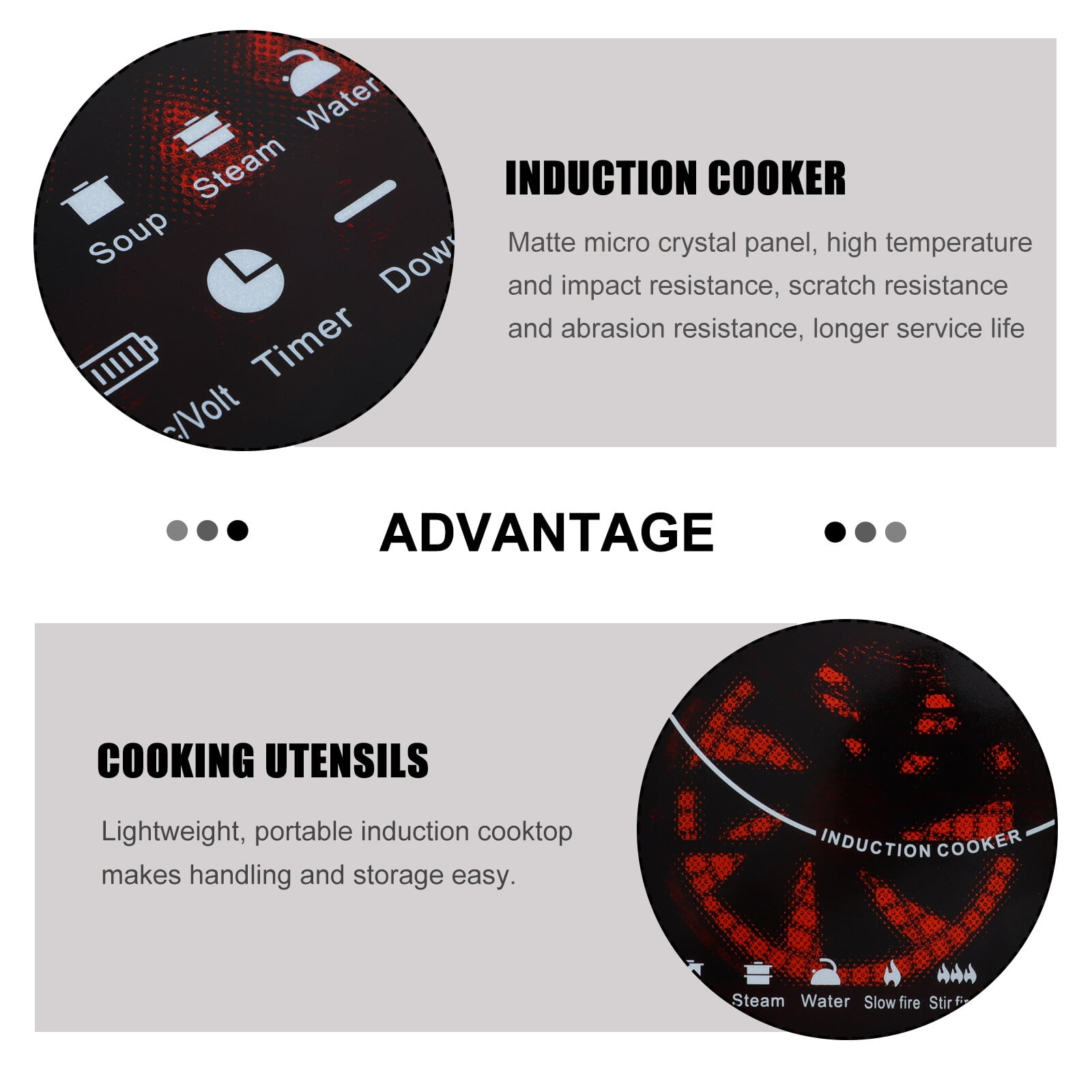 2200W Portable Induction Countertop Burner, 8 Temp Levels, Timer, Auto Pot Detection, Child Safety Lock