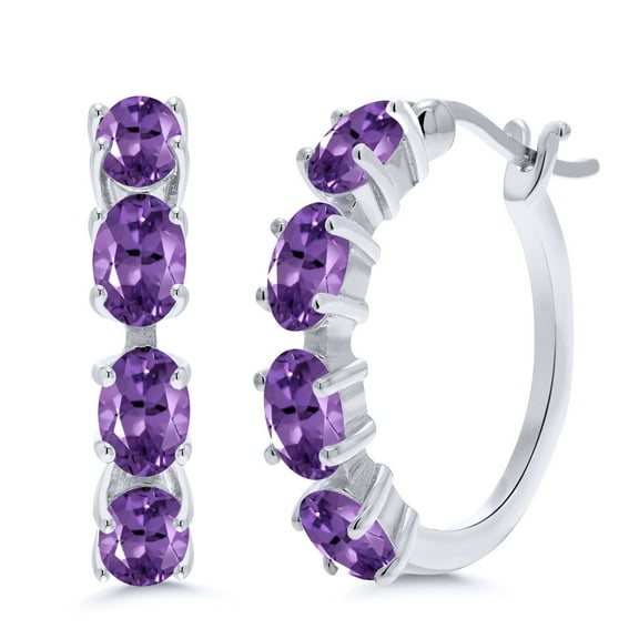 Gem Stone King 2.80 Ct Oval Purple Amethyst 925 Sterling Silver Earrings
