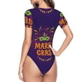 thumbnail image 4 of Gaeub Mardi Gras2 Women'S Short Sleeve One Piece Swimsuit Sexy High-Waisted Bodysuit For Swimming, Beach, Sports - Small, 4 of 9