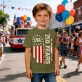 thumbnail image 4 of Curuila Kids 250 Anniversary Usa Shirt For Girls Boys Crew Neck Short Sleeve With Independence Day Prints Breathable Tee Army Green Size 2-3 Years, 4 of 5