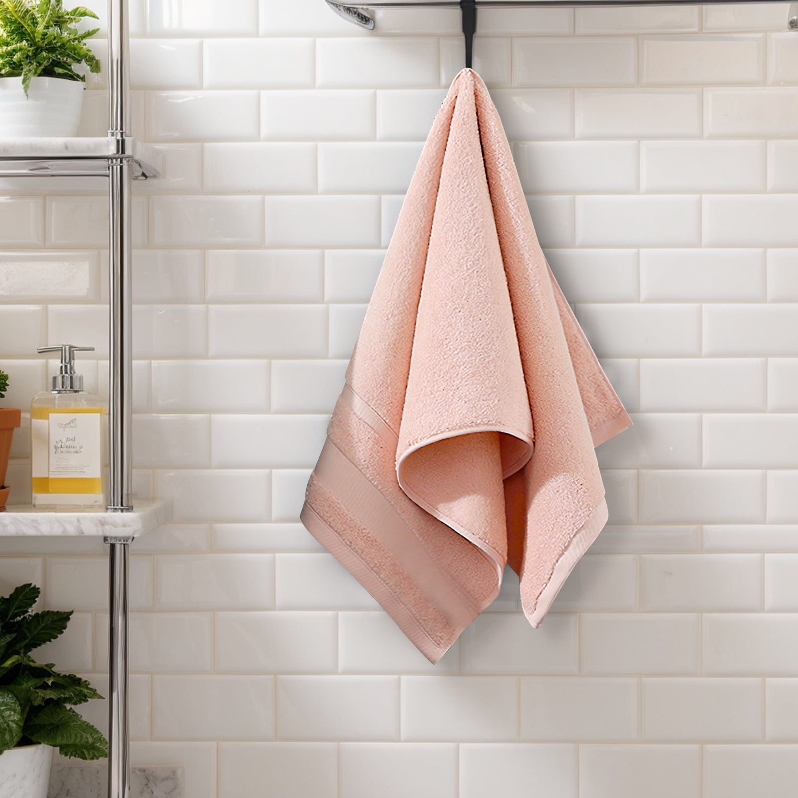 TOPCHANCES 6-Piece Towel Set, Ultra Absorbent Cotton Bath Towels Set (Pink)