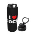thumbnail image 2 of Botella de agua deportiva con aislamiento "I Heart Love Cocktails", de acero inoxidable de 18 oz, portátil, ideal para viajes, gimnasios, deportes al aire libre., 2 of 5