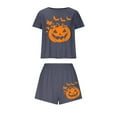 thumbnail image 2 of Qepwscx Women's Pajamas Sets 2 Piece Halloween Crew Neck Short Sleeve Sleepwear Pjs + Elastic Waist Shorts Lightweight Shirt Graphic Tops Pajama Sets Summer Going Out Outfits Loungewear M-XL, 2 of 7