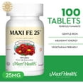 thumbnail image 2 of Maxi Health Gentle Iron Supplement 25 mg Tablets – Supports Energy, Blood & Iron Levels – 100 Count – Kosher, Vegetarian, 2 of 9