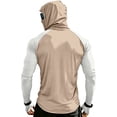 thumbnail image 3 of Men's UPF 50+ Sun Protection Compression Hooded Shirt, Slim Fit Long Sleeve Color Block Rash Guard with Integrated Face Mask for Fishing and Hiking, 3 of 6