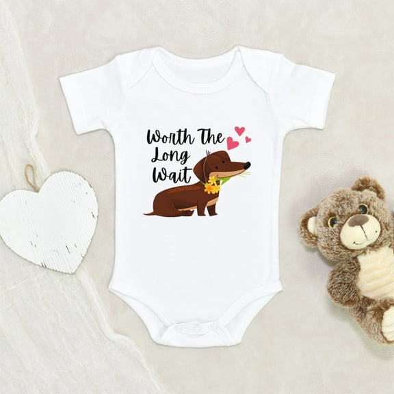 Newbabywishes - Worthful Long Wait Pun Baby Clothes for Boys and Girls - Dachshund Baby Clothing