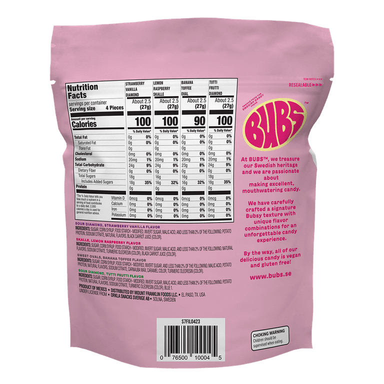 BUBS Swedish Candy Sour and Sweet Gummy Candy Mix, Strawberry