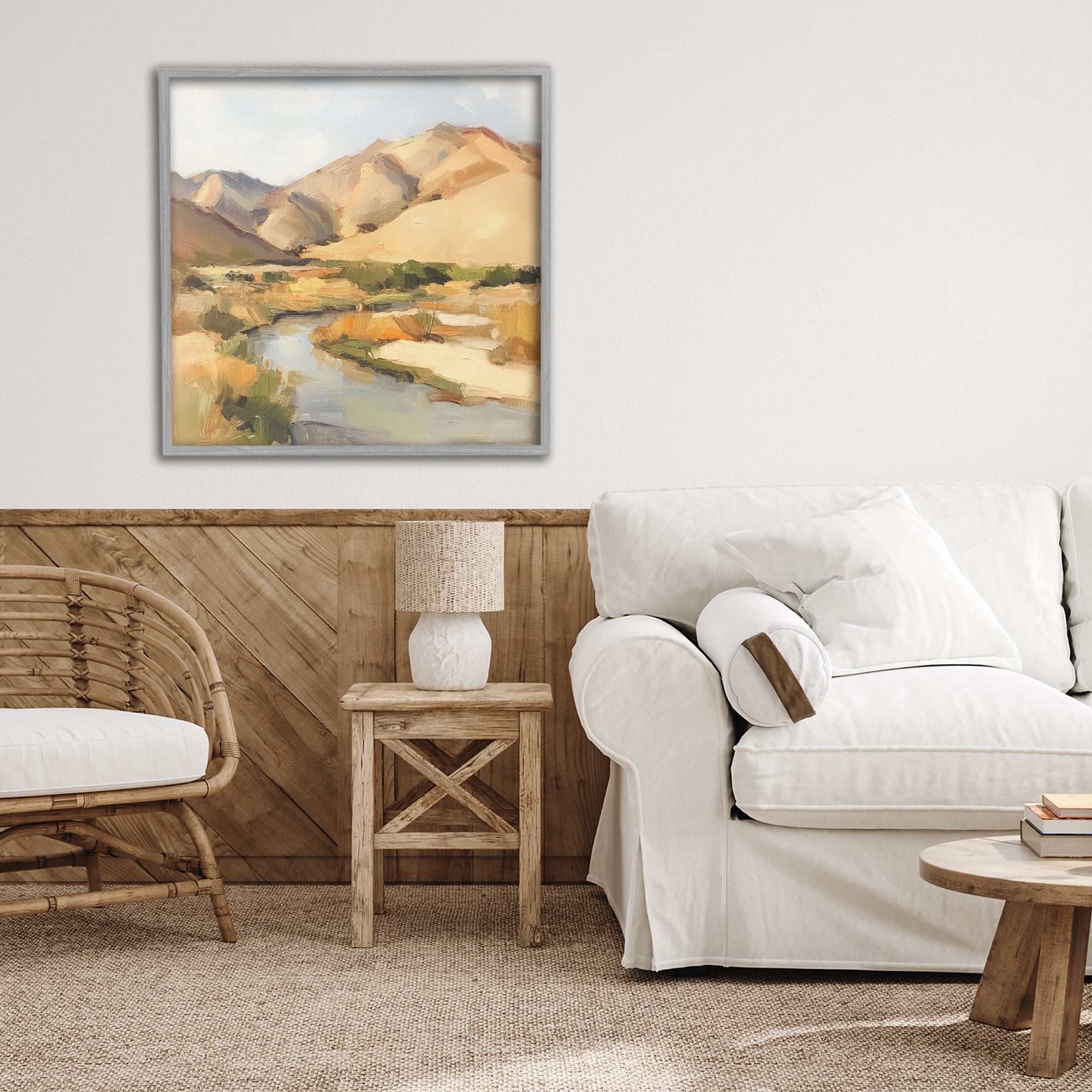 Stupell Industries Wispy Desert River Gray Framed Giclee Art, design by Petal Prints Design