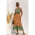 thumbnail image 2 of Femmes Robes-Été Casual Manches Courtes Taille Haute V Cou Imprimé Floral Boutonné Maxi Robe, 2 of 8