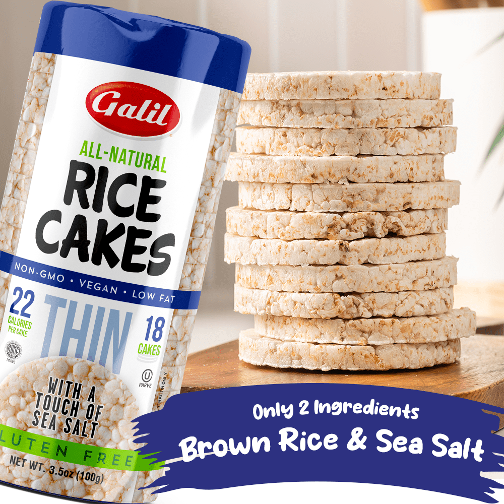 Galil Thin Rice Cakes with Sea Salt, Vegan and Gluten Free Snacks, Plain Rice Cakes, Low Salt Snacks, 3.5 oz