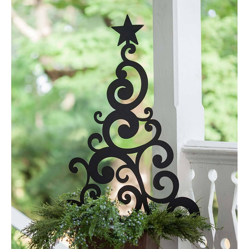 Black Metal Outdoor Christmas Tree Yard and Garden Stake