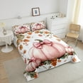 thumbnail image 3 of YST Ensemble de Douillette Joyeux Action de Grâce Simple Récolte d'Automne Citrouille Ensemble de Literie Rustique Ferme Feuilles d'Érable Ensembles de Douillette Filles Rose Nœud Couette Intérieure Doux Chaud Décor d'Automne, 3 of 5