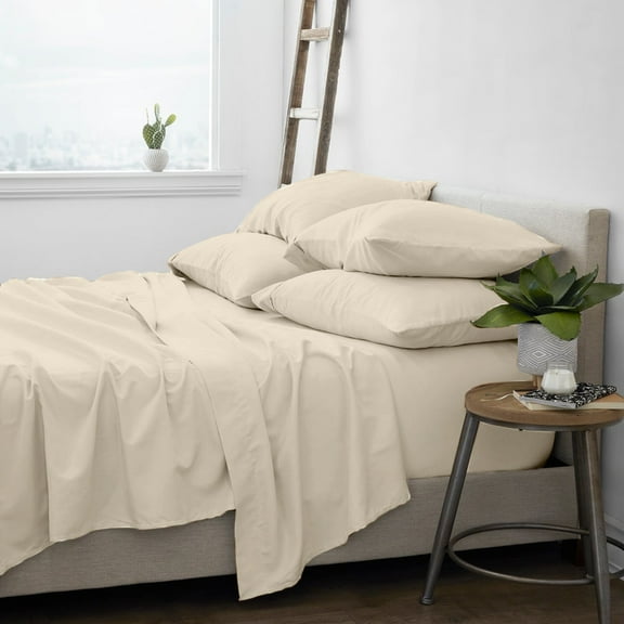 Premium Home Collection Microfiber Soft Cooling Bed Sheet Set - 6 Piece, California King, Cream