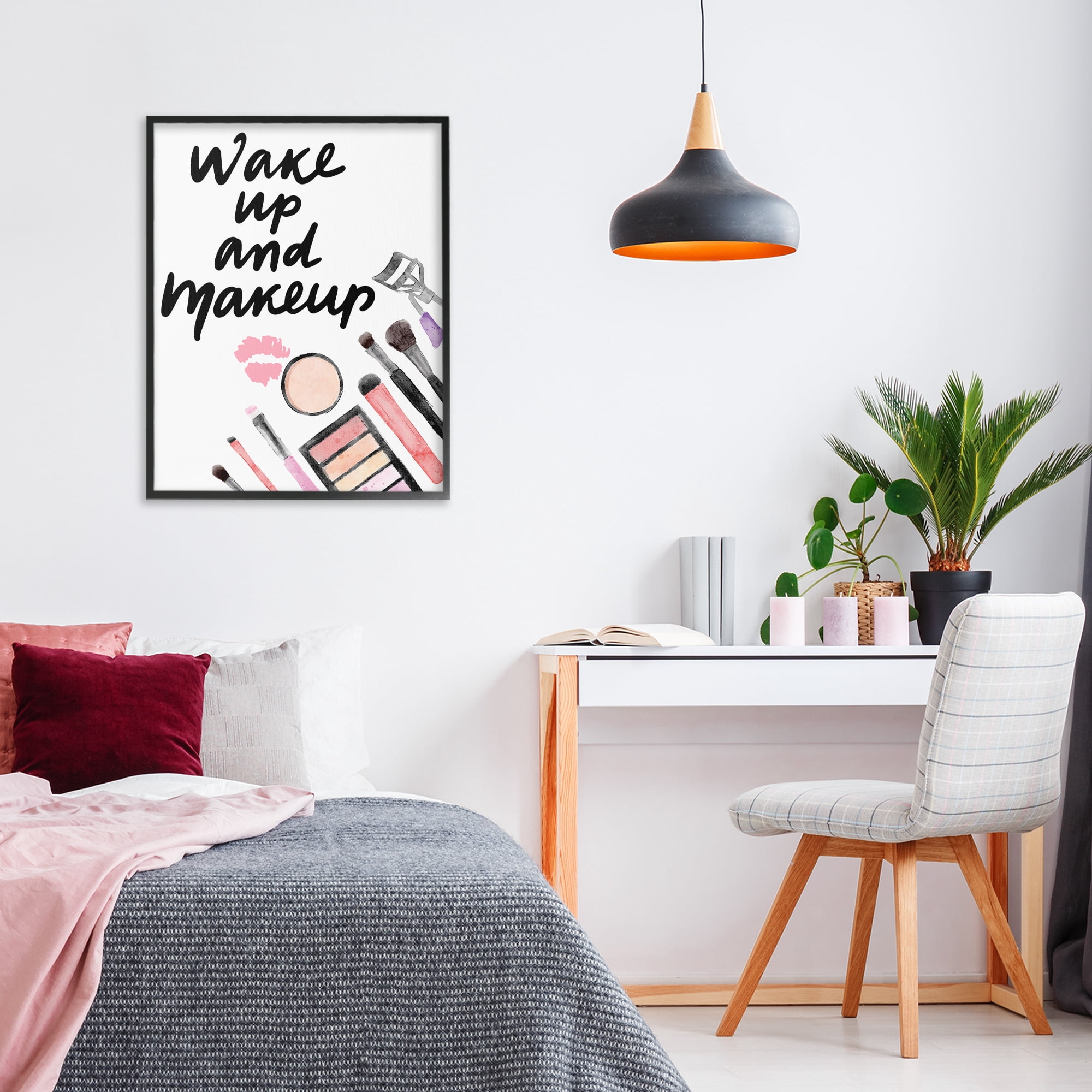 Stupell Industries Wake Up & Makeup Black Framed Giclee Art, design by Jesse Keith