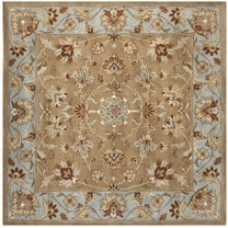 SAFAVIEH Heritage Kensington Oriental Wool Area Rug, Beige/Blue, 6' x 6' Square