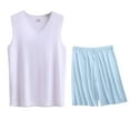 thumbnail image 4 of Conjunto Deportivo de los Hombres, Moda Casual de Color Sólido Cuello en V sin Mangas de Elasticidad Superior para el Desgaste Al Aire Libre, Traje Atlético de Humedad, 4 of 5