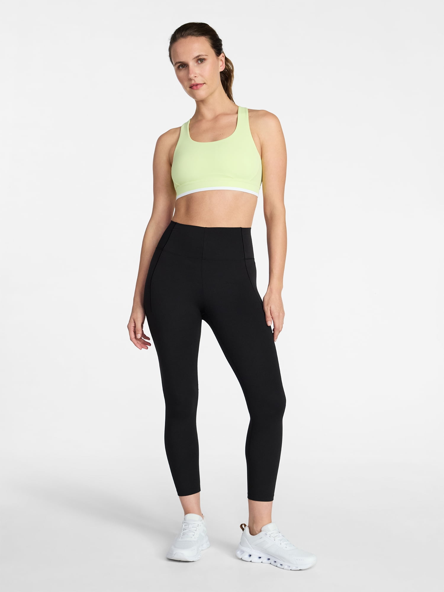 Avia Women's Medium Support Open Back and Contrast Tipping Sports Bra, XS-XXXL