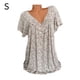 thumbnail image 1 of Camiseta de mujer con cuello en V, manga corta, camiseta de verano informal estampada, beige, S sidaley  AP001653-49, 1 of 5