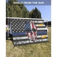thumbnail image 3 of 4th of July RV Awning Sun Shade Screen 9'X15.3' American Flag Patriotic Skull Mesh Sunscreen Black White Red Stripe Awning Shade Screen with Zipper UV Blocker Completed Kits for RV Motorhome Camper, 3 of 7