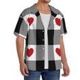 thumbnail image 4 of Disketp Men's Hawaiian Heart Black Buffalo Plaid Gingham Print Shirts Button Down Holiday Beach Shirts-XX-Large, 4 of 7