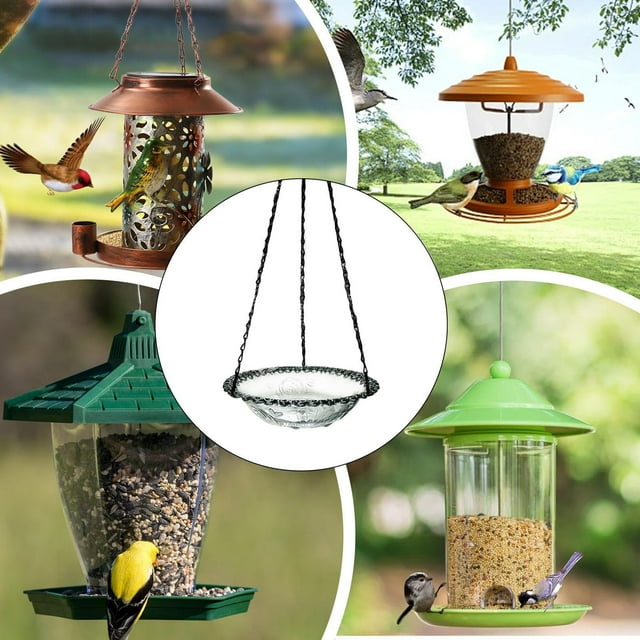 Bird Bath Bowl Birdbaths For Outdoors Metal Birdhouse Hanger Decorative Hangable For Backyard Birdwatching Patio Viewing Observation Apartment Window 1pc