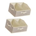 thumbnail image 1 of 2 contenedores de almacenamiento plegables, organizador de armario con asa, cesta de almacenamiento dividida, portátil y duradera para estantes y Beige, 1 of 8