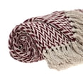 thumbnail image 4 of Burgundy Handloom Herringbone Weave with Tassels, 4 of 5