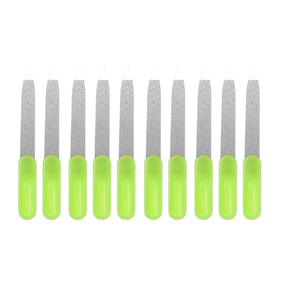 Unique Bargains 10 Pcs Durable Stainless Steel Nail Files Green