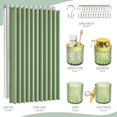 thumbnail image 6 of Green Bathroom Accessories Set – 5PCS Sage Green Bathroom Accessories Set with Shower Curtain, Soap Dispenser, Toothbrush Holder, Tumbler & Cotton Jars – Bath Decor for Home, 6 of 7