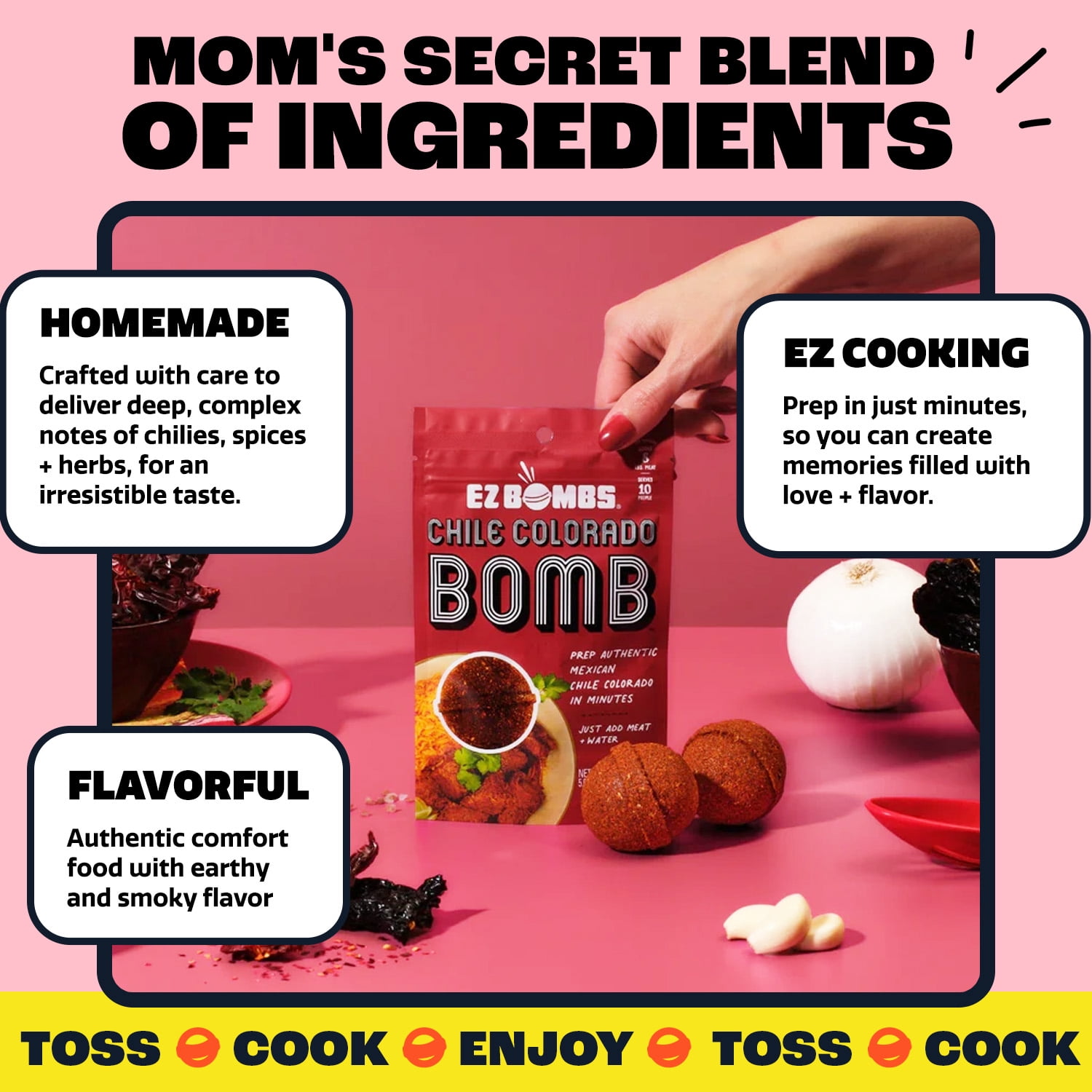 EZ Bombs Chile Colorado, Pack of 2 - Authentic Mexican Seasoning Spice Bomb for Traditional Chile Colorado, Perfect for Family Dinners, Meal Prep, or Weekend Cooking