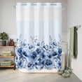 thumbnail image 6 of No Hook Shower Curtain, Blue Blooms Floral Shower Curtains for Bathroom with See Through Top Window, Spring Flowers Botanical Blue Ombre Waterproof & Washable Bath Curtain 60"x72", 6 of 9