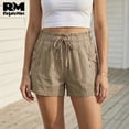 thumbnail image 3 of Short Casual de Mujer Con Cordón Ajustable y Bolsillos beige Grande, 3 of 5