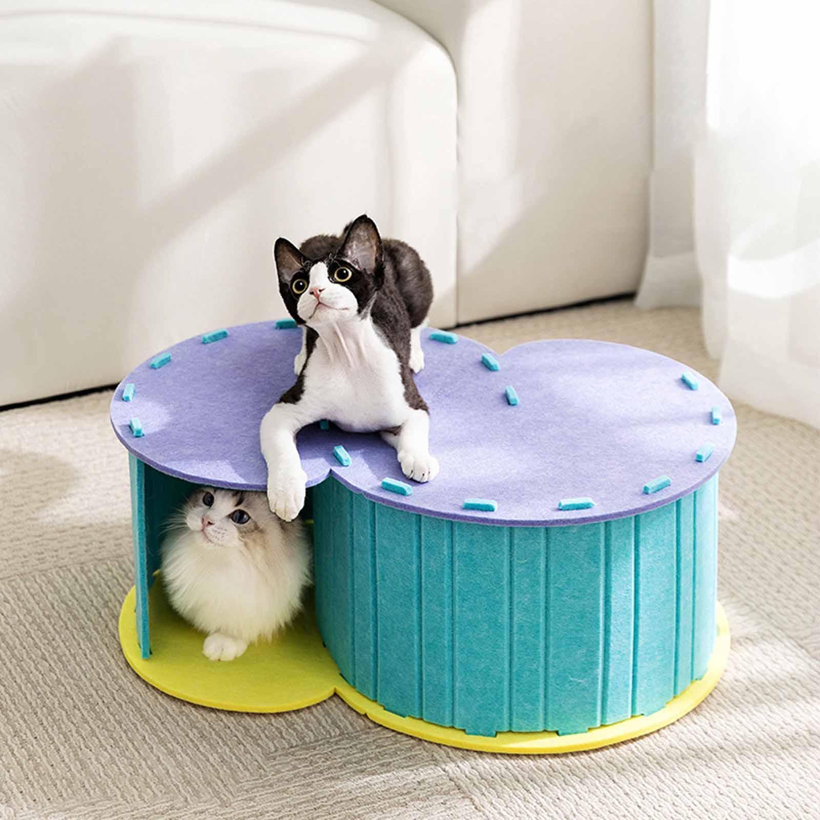 Cat Tunnel Toy Kitten Nest Pet Bed Foldable Felt Material for Indoor Cats Kittens Playing and Sleeping