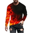 thumbnail image 2 of Yaoyar T-Shirts for Men's Long Sleeves 3D Flame Print Round-Neck Sport Casual Pullover Tee Shirts Sports Fashion Blouses Tops,Red,M, 2 of 3